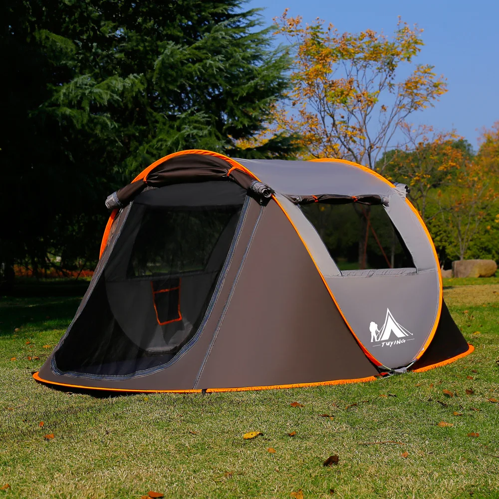 

3-4 Person Outdoor Automatic Pop Up Tent Camping Portable Rainproof Family Awning Beach Pegola Car Self Driving Relief BBQ Tarp