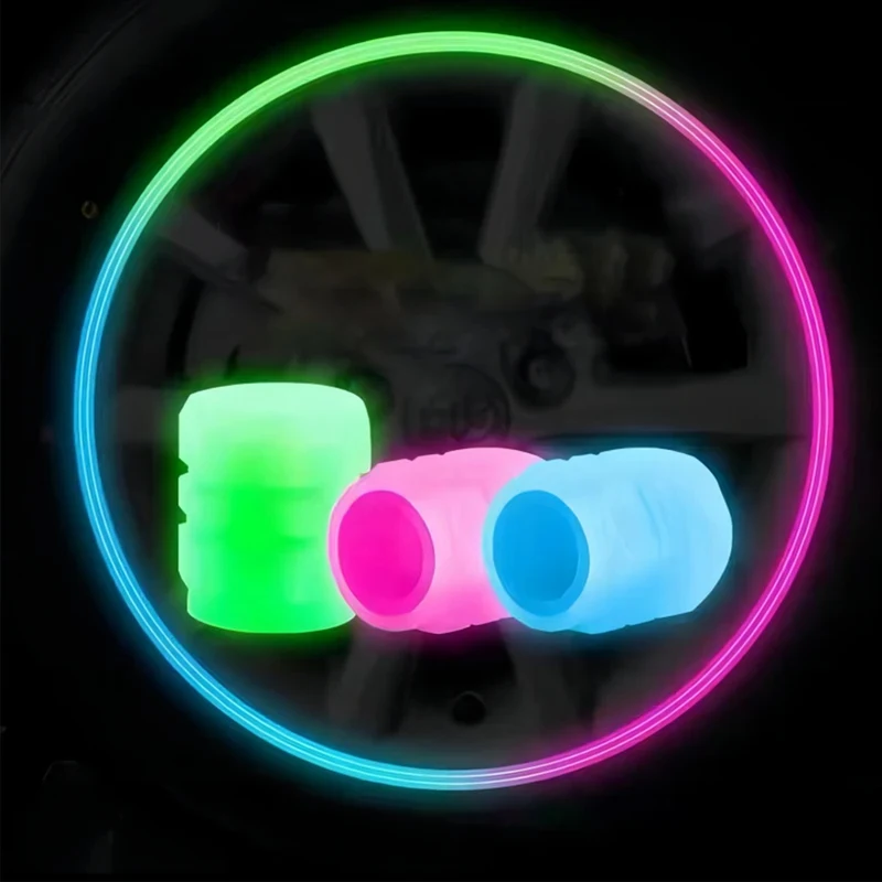 4-16Pcs Bicycle Luminous Tire Valve Cap Fluorescent Night Glowing Air Nozzle Tyre Valve Stem Cover For Car Bicycle Motorcycle