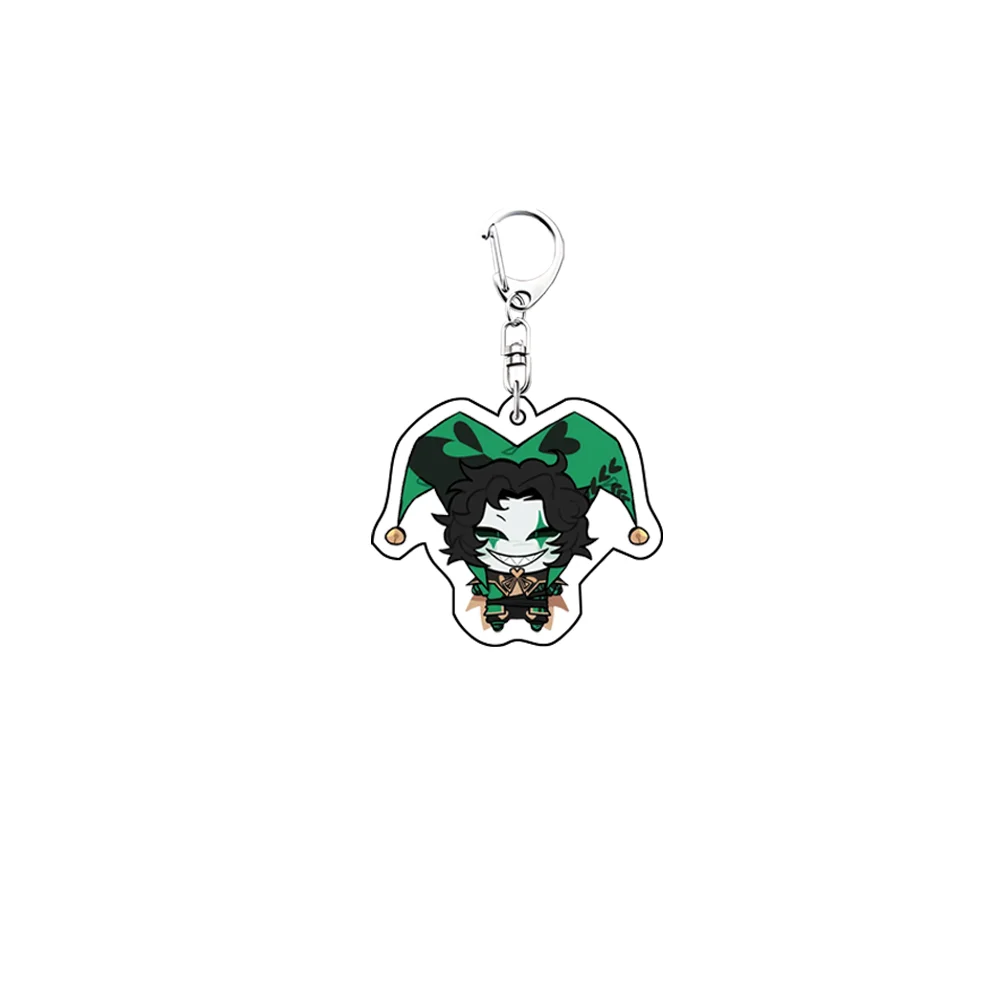 Game The Freak Circus 6CM Pierrot Cosplay Kawaii Acrylic Stand keychain Joker Clown Pendant Keyring Bag Accessory Ornament Props