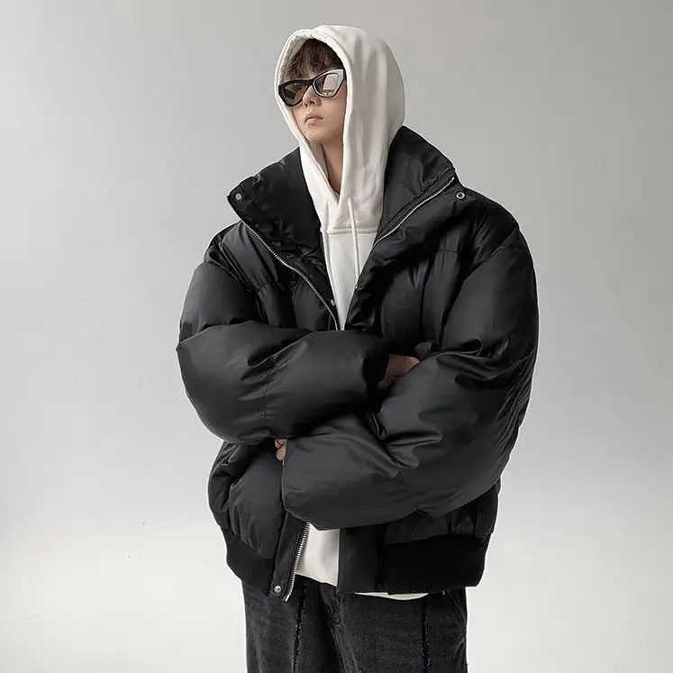 

2025 new winter down cotton jacket for men thickened short couple cotton jacket Hong Kong style bread jacket
