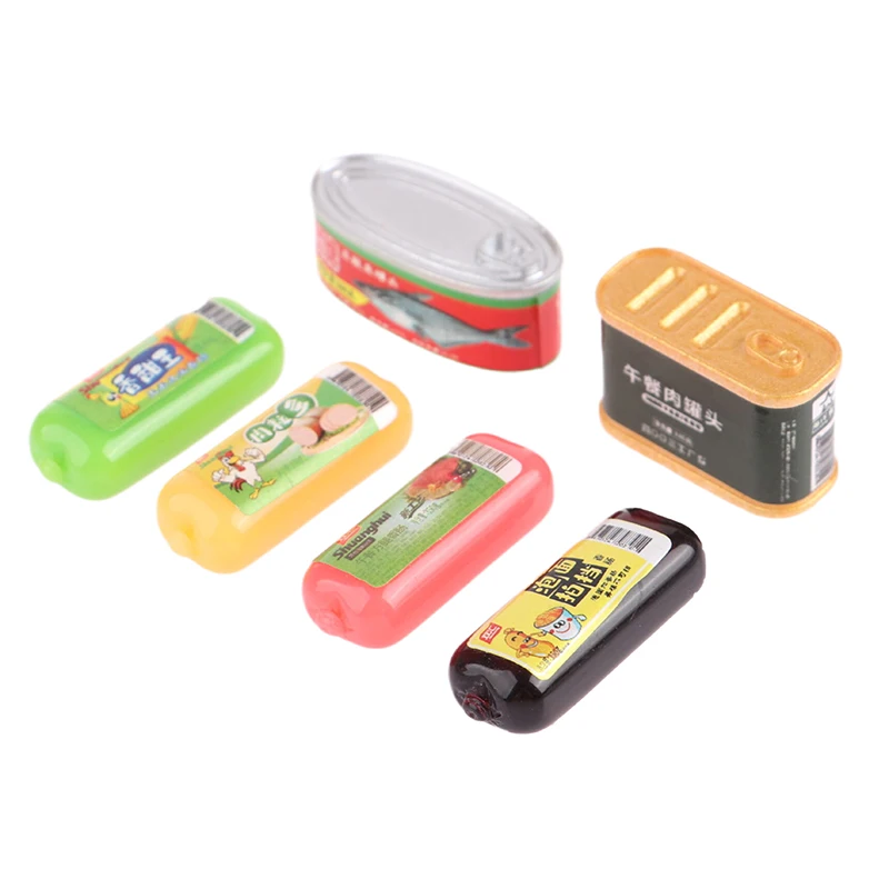 5Pcs 1/12 Dollhouse Simulation Ham Canned Dollhouse Miniature Food Decoration Dolls House Accessories