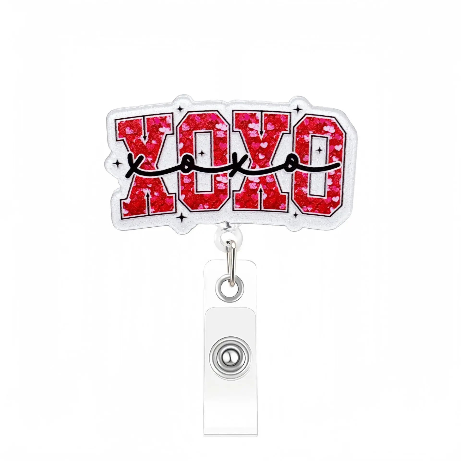 Glitter Retractable Badge Holder Stylish Id Badge Reel Swivel Alligator Clip Badge Holder Vibrant For Office Doctor Student