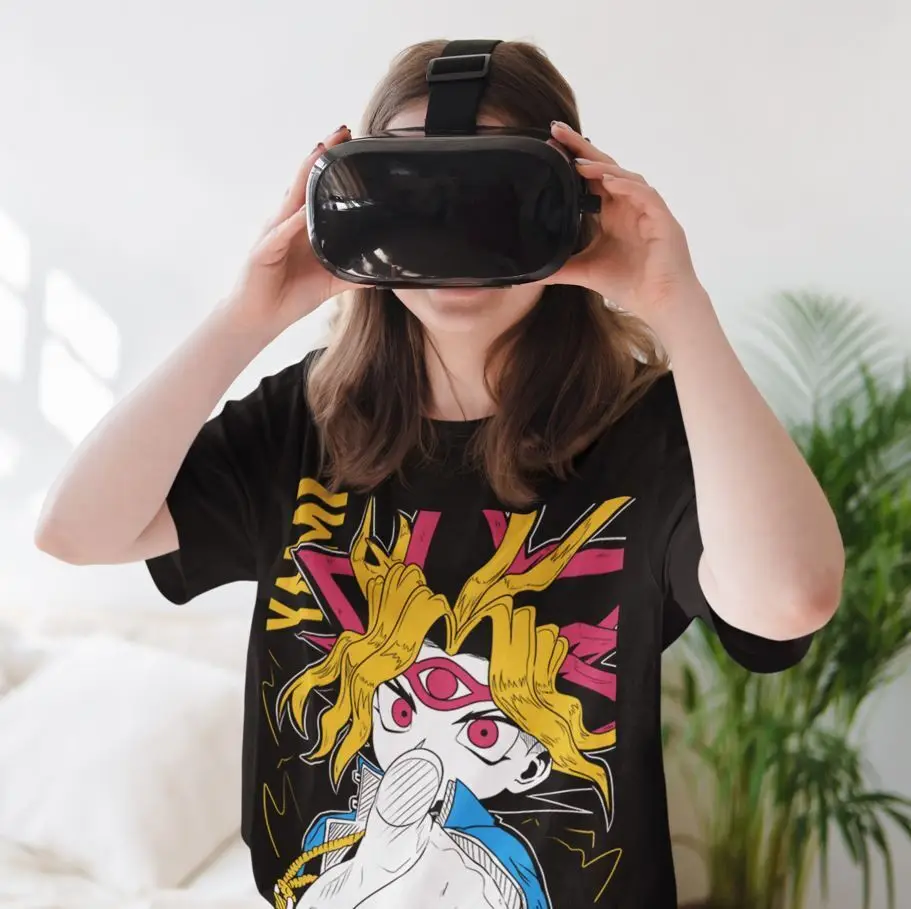 Yu-Gi T-shirt Anime Manga Girl Tee 90s Cartoon Yu-Gi-Oh Black Shirt All Size