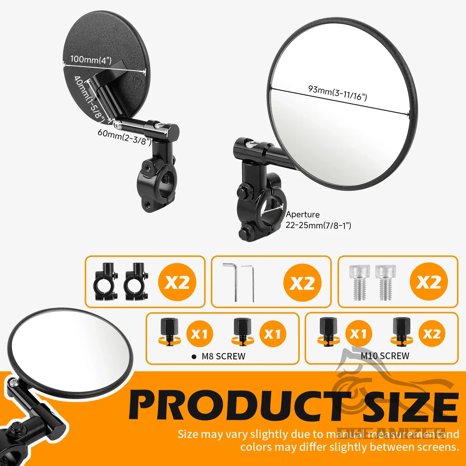 ATV Quad Bike Round  Folding Mirror Reflector for 22-23mm Handlebar Diameter with M8 Bolt For Honda Suzuki Yamaha Surron view 6