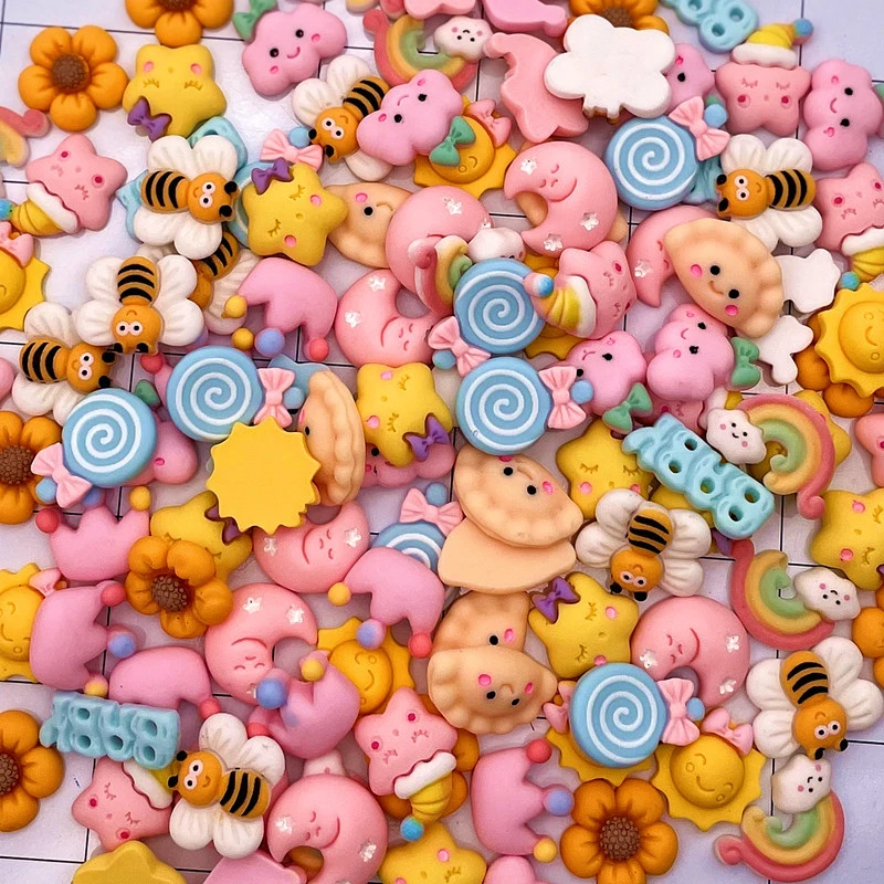 20pcs Random Kawaii Accessories Cute Bear Candy Lollipop Resin For DIY Handmade Nail Art Decorations Jewelry Making Supplies