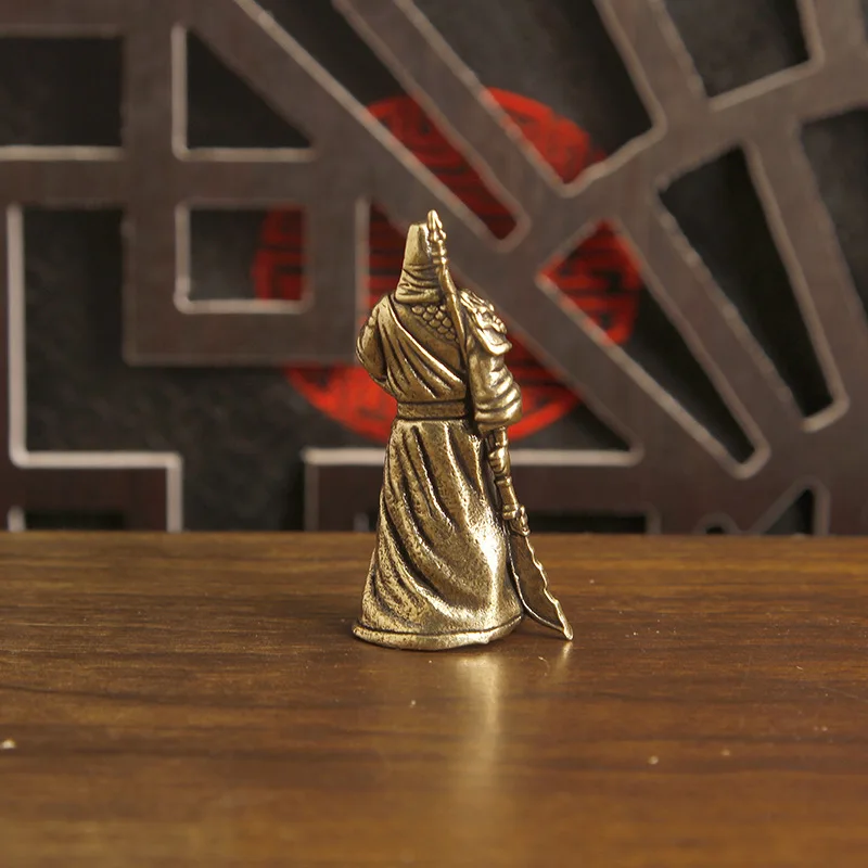1/2Pcs Brass Vertical Sword Guan Gong Ornament Wushen Guan Yu Character Guan Erye Ornament Desktop Decoration