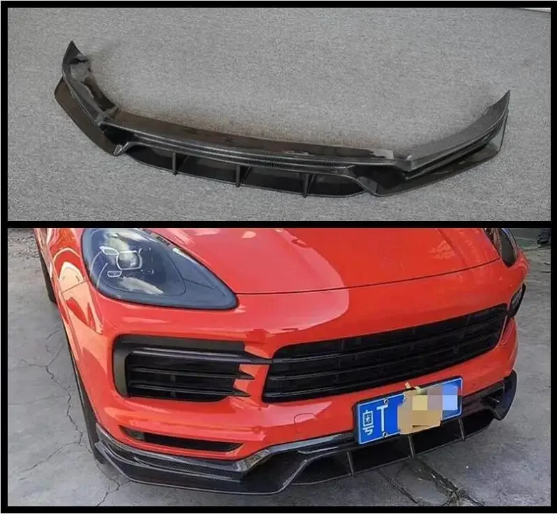 

Real Carbon Fiber Front Bumper Lip Splitters Cup Flaps Cover For Porsche Cayenne Coupe / SUV 2018-2023