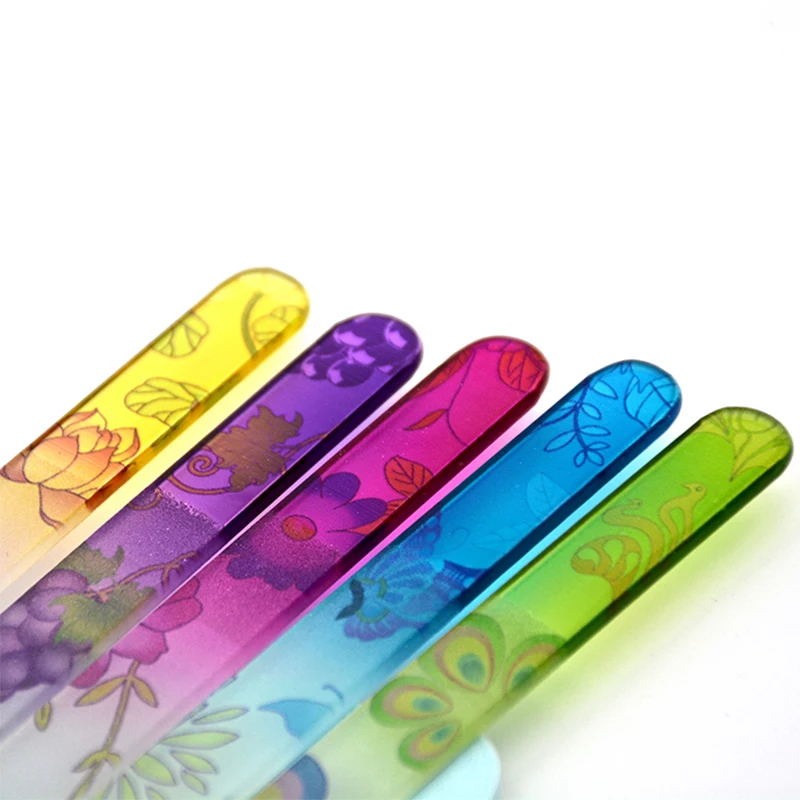 Color Random!1pcs Nail Files Crystal Glass Sanding Buffer DIY Manicure Buffing Polish Device Nail Art Decorations Tools