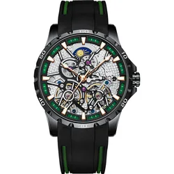 2023 New AILANG Fashion Double Tourbillon Watches Men Moon Phase Luminous Watch Automatic Mechanical Skeleton Clock Reloj Hombre