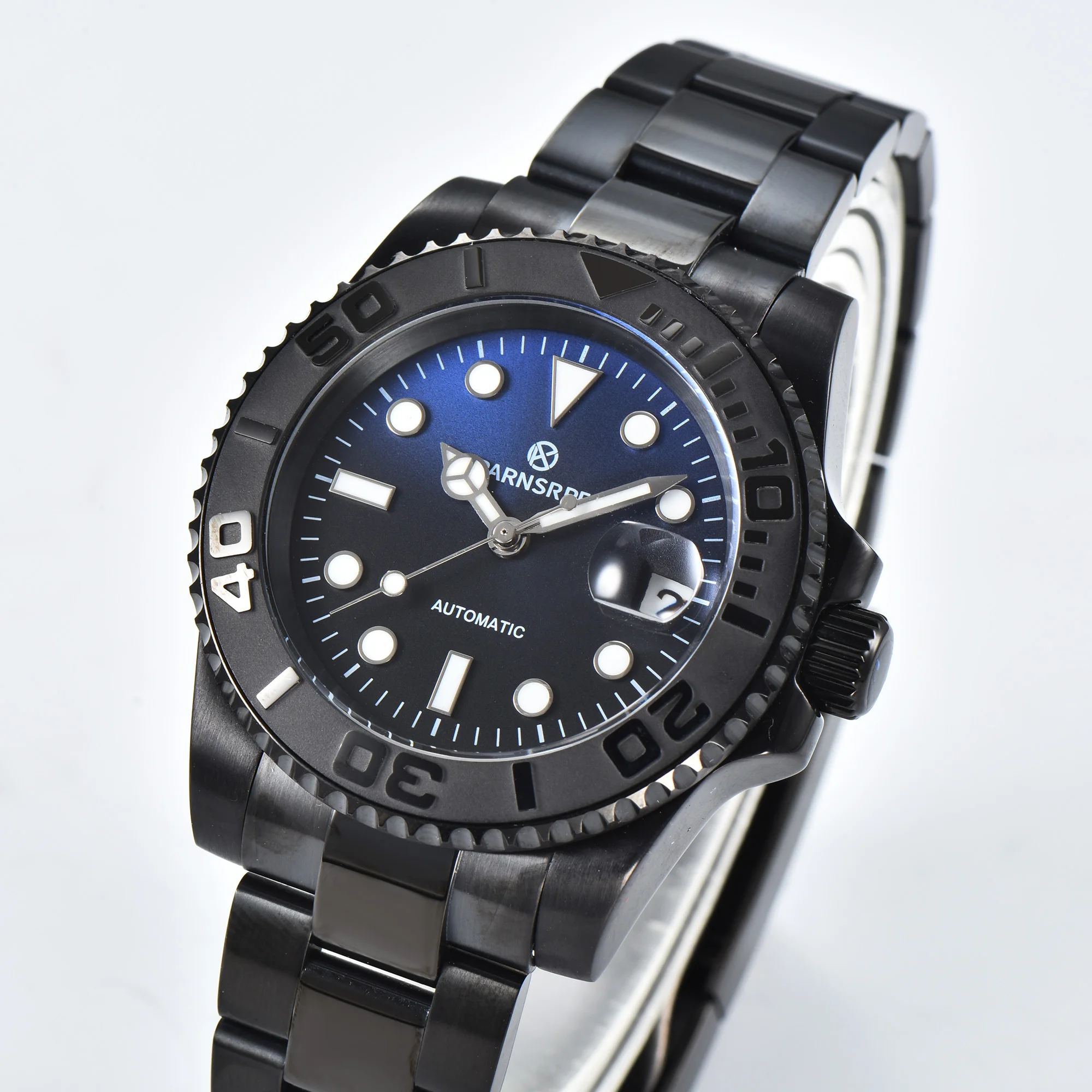 PARNSPPE-Relógio Mecânico Totalmente Automático, Relógio Impermeável, Sapphire Luminous, Fantasma da Água Negra, Marca Top, 40mm, Movimento NH35, 100m