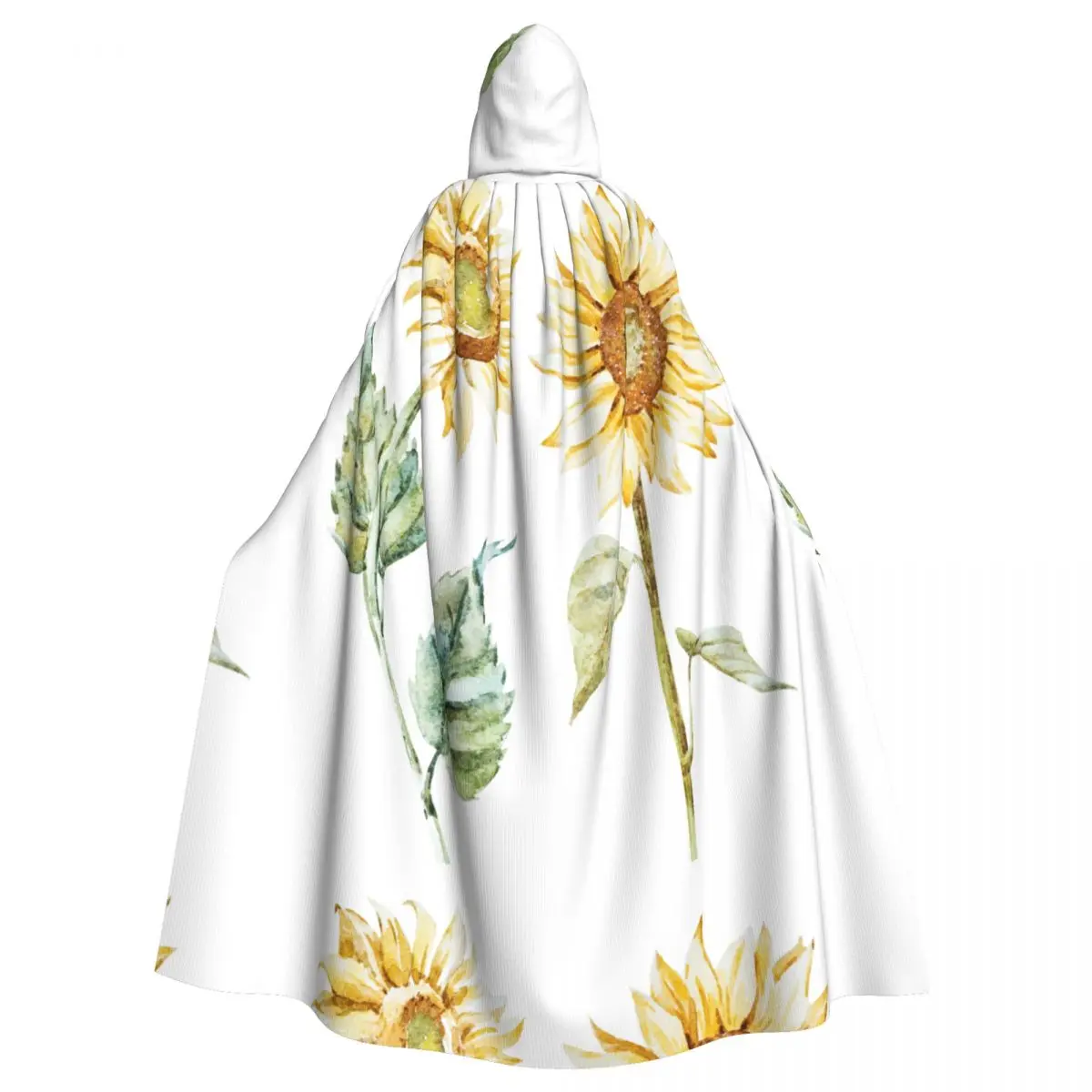 

Watercolor Sunflower Adult Cloak Cape Hooded Medieval Costume Witch Wicca Elf Purim Carnival Party