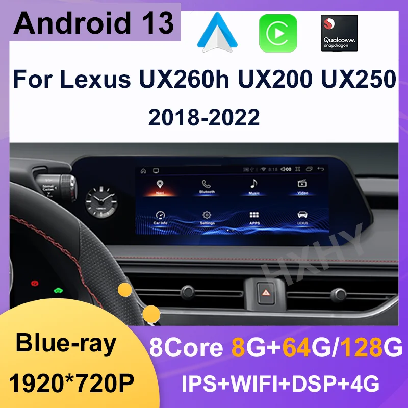 Android 13 Qualcomm 8+128G Auto Carplay For Lexus UX ZA10 UX200 UX250h 2018-2022 Car Dvd Player Navigation Multimedia Stereo