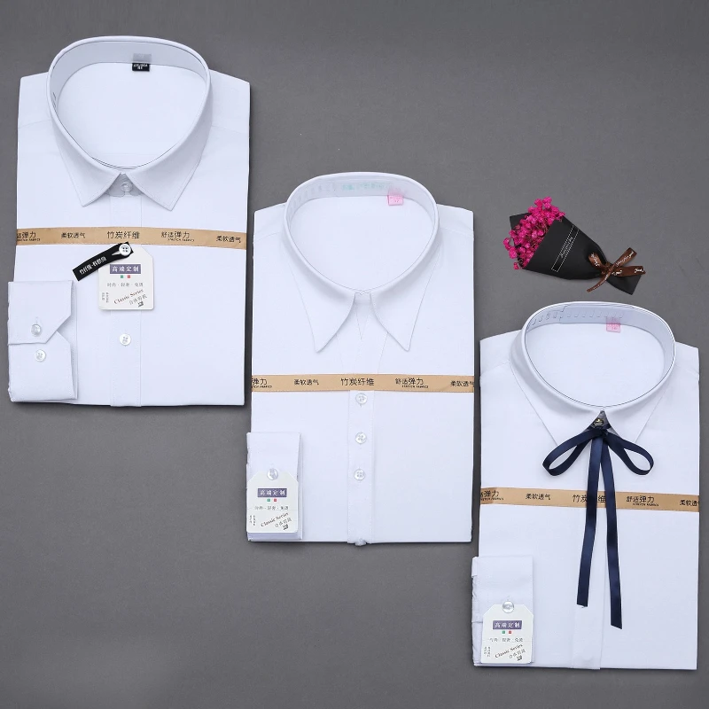 ไม่มีเหล็กต่อต้านริ้วรอย 8XL ผ้าใหม่ 50% เส้นใยไม้ไผ่ 46% โพลีเอสเตอร์ 4% สแปนเด็กซ์ชายเสื้อแขนยาวธุรกิจเสื้อทํางานนุ่มสบาย