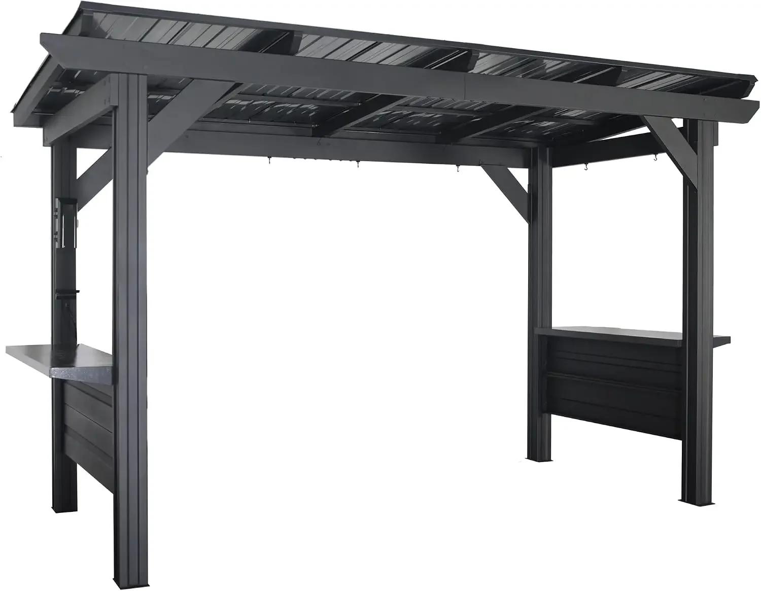 Rockport XL 12' x 6' Galvanized Steel BBQ Grill Gazebo Pavilion with Hardtop Steel Roof, Bar Tops, Powerport, Snow Support, Wind