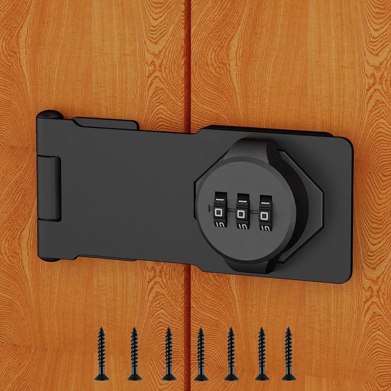 Keyless Combination Lock 3-Digit Combination Lock Twist Knob Hasp Latch Lock For Cabinet Doors - With Password Code