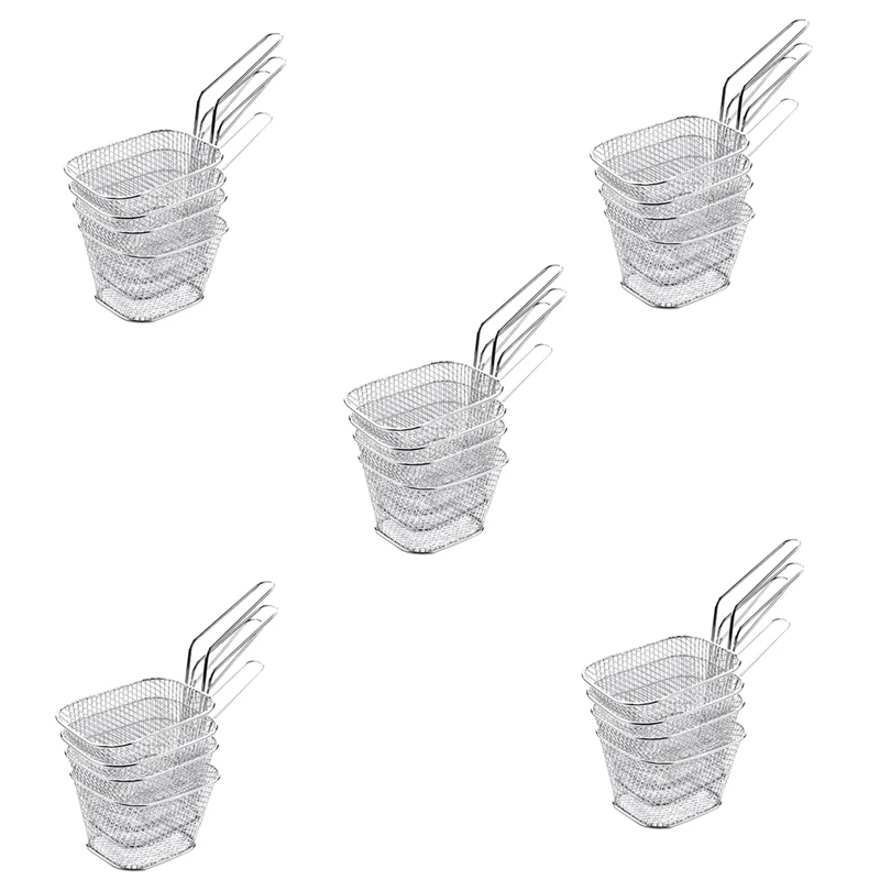 

20Pcs/Lot Chips Mini Fry Baskets Stainless Steel Fryer Basket Strainer Serving Food Presentation Cooking Tool