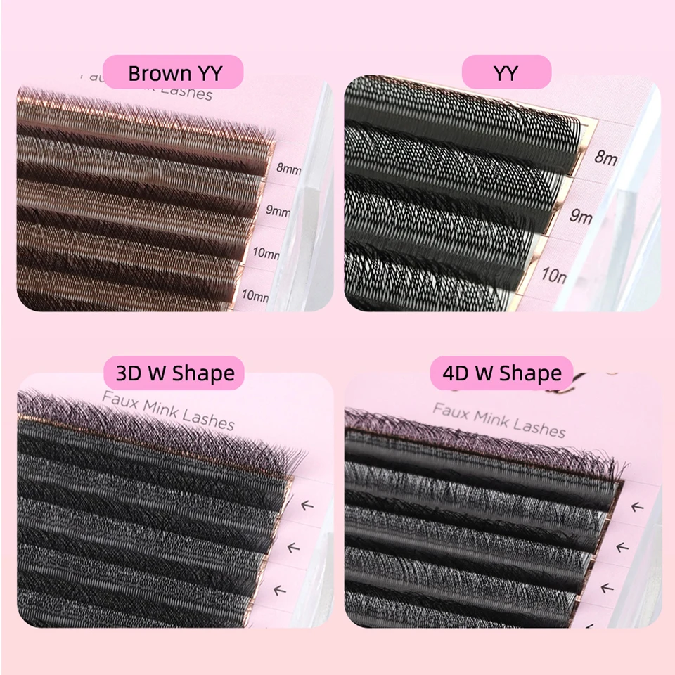 Hand Woven Premium 3D 4D YY Shape Triple Tips Cross Lashes Interlaced Root Automatic Flowering Premade Fans Eyelashes Extension