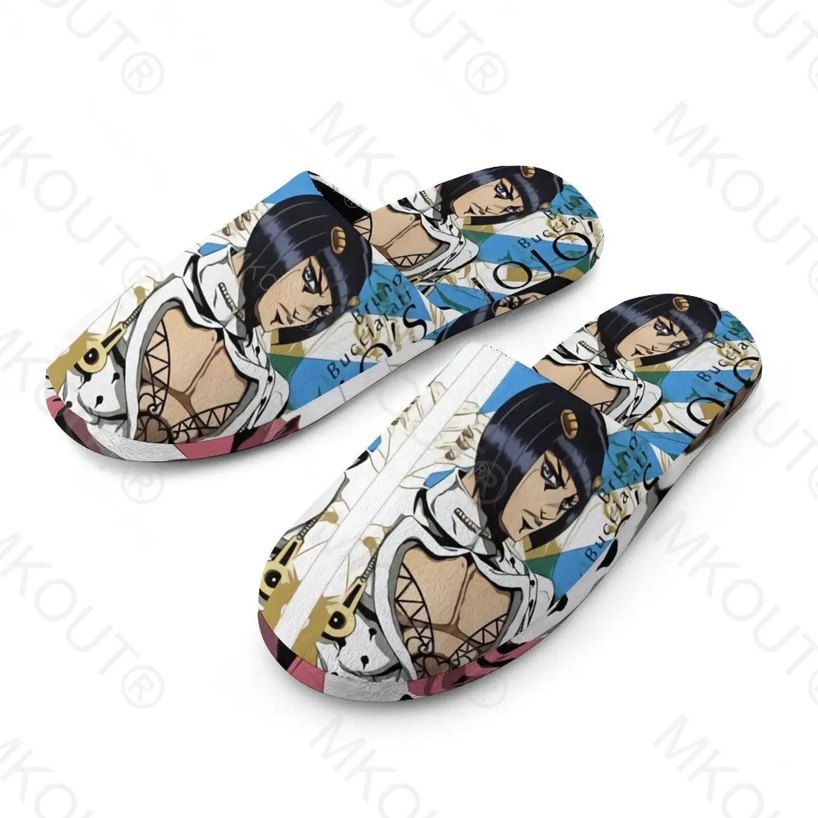 JoJo Bizarre Adventure Love (1) sandal katun hangat untuk pria wanita sepatu berbulu antiselip sol lunak tebal rumah Sl