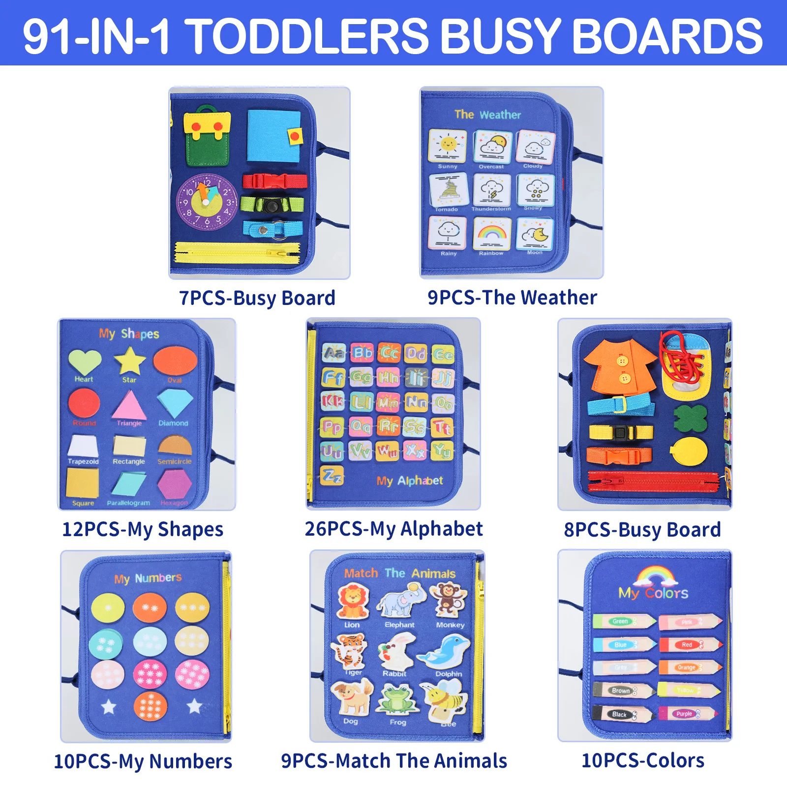 Sensory Toddler Felt Busy Board Toy Montessori Toy Toddler Activity Busy Board DIY Kids Felt Early Education Accessories
