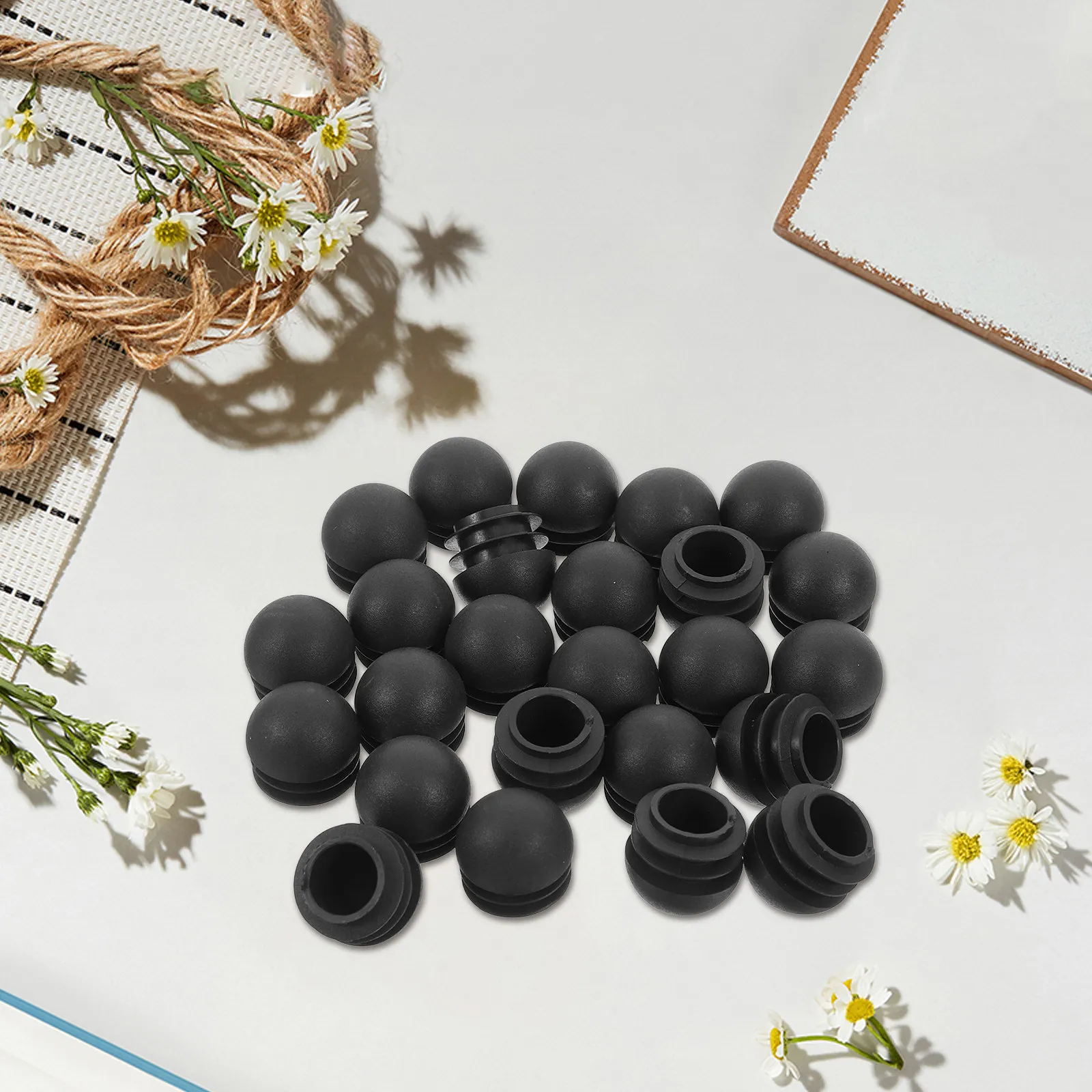 25Pcs Plastic Round Pipe End Caps Plug Inserts for 22Mm Tubing Tube Stopper Protector Dustproof Industrial Home Construction - view 2