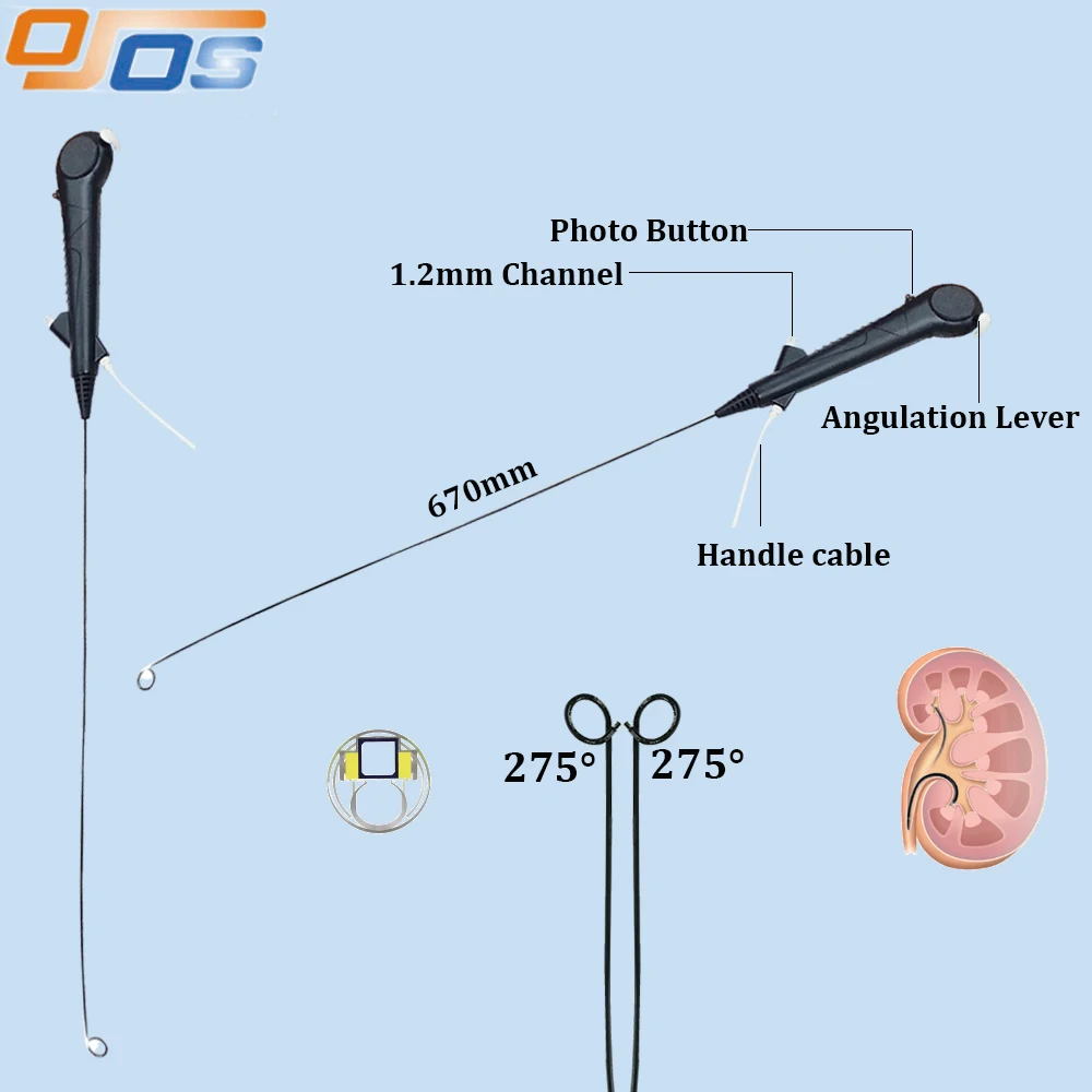 7.5Fr Ureteroscope Urology Flexible Endoscope Digital Borescope 400*400p with 1.2mm Channel for Vet