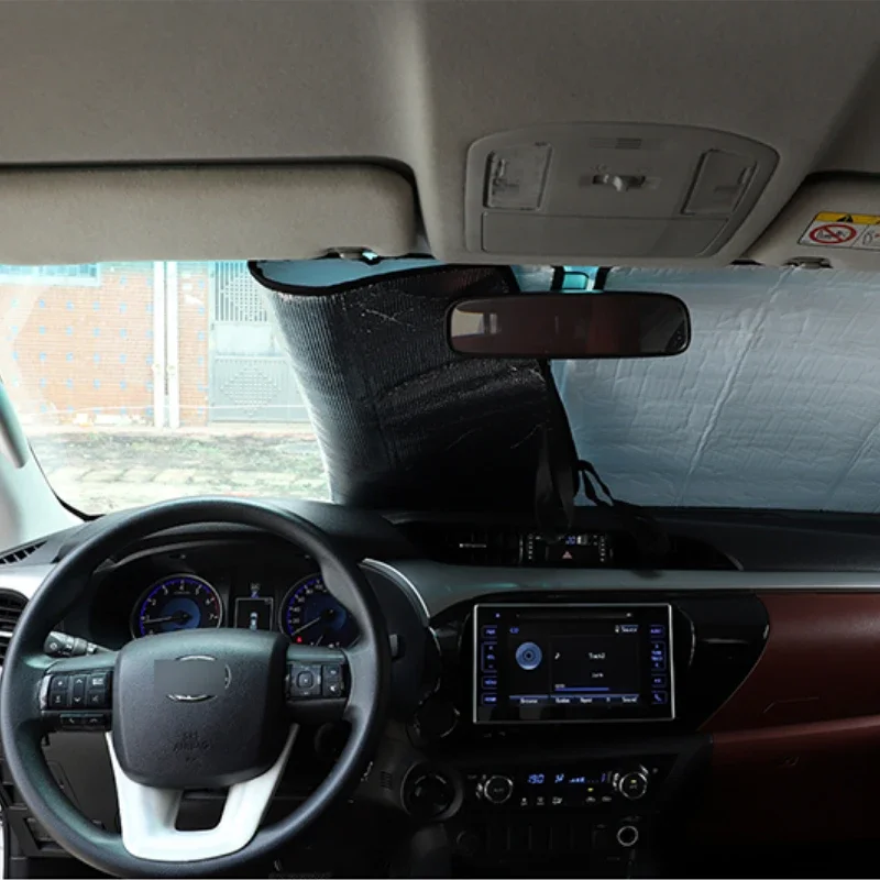 

Aluminum Foil Silver Car Front Windshield Thermal Curtain Shading Sunscreen Car Accessories For Toyota Hilux 2015-2021