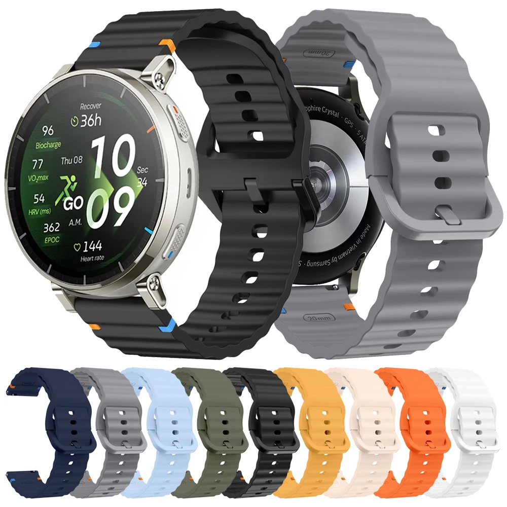 Bracelet en Silicone 20 22mm, pour Huami Amazfit Active 3 45mm/Active Max 48mm, Bracelet de montre AMAZFIT BALANCE 2 Bip 6 5 UNITY, Bracelet de sport