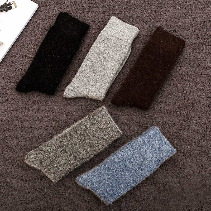 Winter Socks Men Solid Color Wool Socks Japanese Men's High Socks
