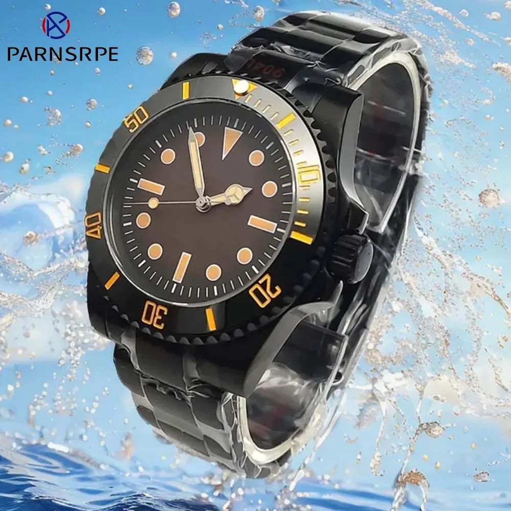 Men\'s Waterproof Watch NH35 Automatic Mechanical Movement Shock Resistant Sapphire Glass PVD Black Men\'s Clock Watch