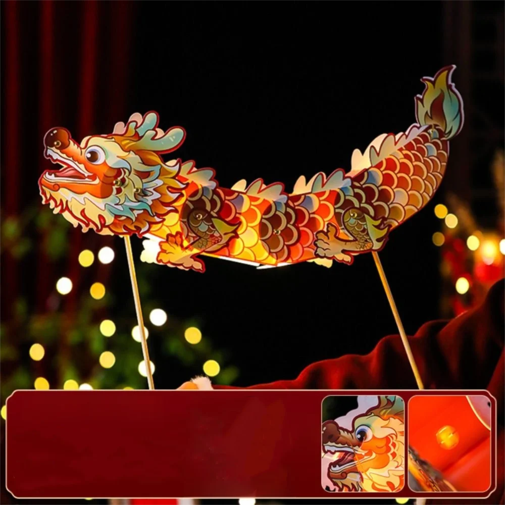 

Luminous Mid-Autumn Dragon Dance Lantern DIY Craft Creativity Chinese Style Dragon Lamp Festival Cartoon Handheld Dragon Lantern