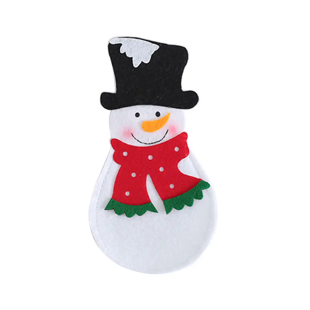 

Набор из 6 рождественских мешочков для столовых приборов в виде снеговиков из нетканого материала, серебристые мешочки для приборов, праздничные держатели для столовых приборов для рождественского ужина