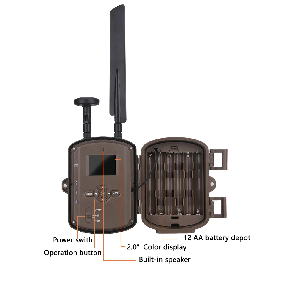 4G/3G/2G Wildlife Camera I080P 12MP with 52 IR Leds Hunting Trail Camera That Supports SMS/Email/FTP/GPS APP Remote Control