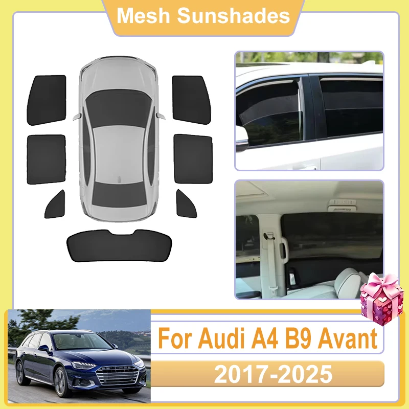 

Для Audi A4 B9 Avant 8W 2017-2025: Солнцезащитные шторки на окна автомобиля, защита от УФ-лучей, теплоизоляционные экраны, сетка-накладка от солнца