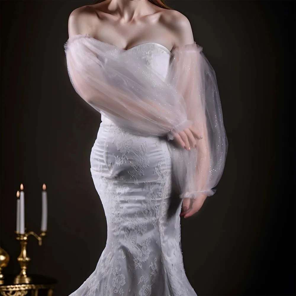 Elegant Detachable Bridal Sleeves Wedding Dress Elastic Cuff Brides Long Sleeves Wedding Gloves Wedding