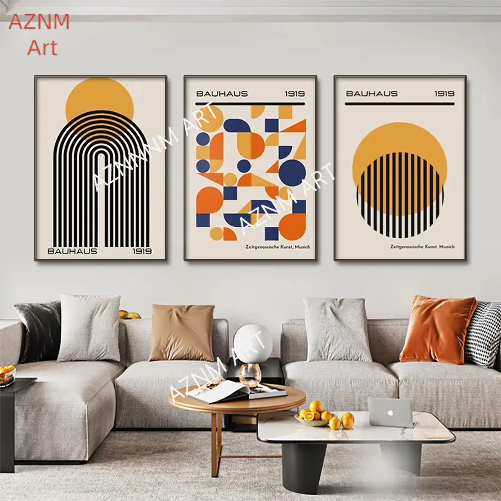 1/3 Stücke Mid Century Modern Bauhaus Abstrakte Geometrische Poster Leinwand Malerei Wand Kunstdrucke Galerie Wohnzimmer Innen Hause