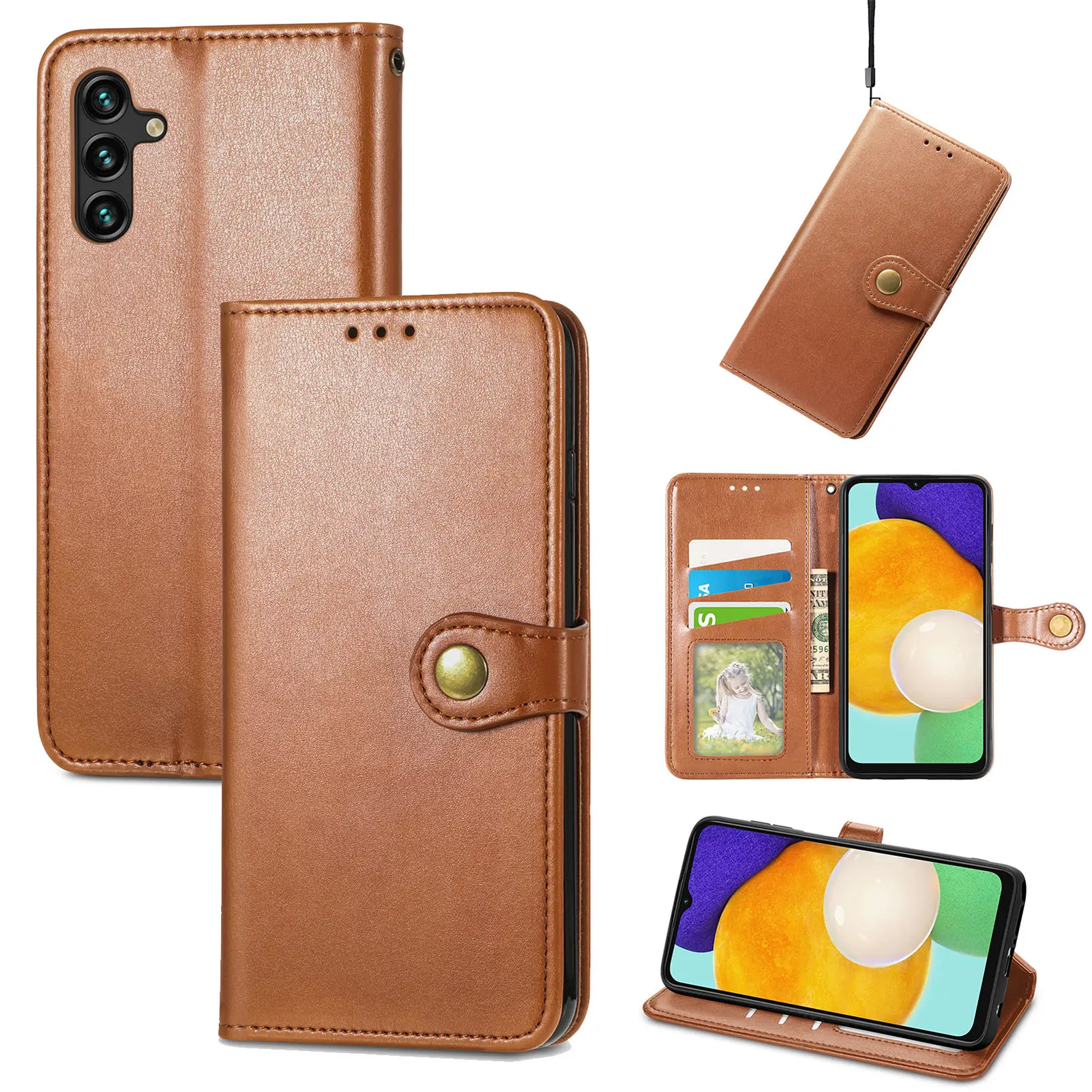 Anti-Scratch Business Leather Case for Samsung Galaxy A13 5G A12 A52 A72 A52S A32 A22 A53 A73 A33 Full Protection Cover Capa