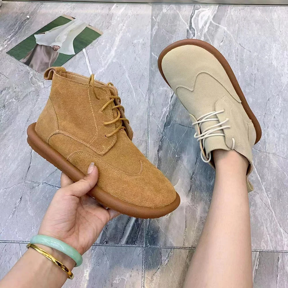 Buty damskie zimowe ciepłe buty śniegowe futrzane Plus Size casualowe płaskie buty damskie ankl Plus Size skórzane buty damskie