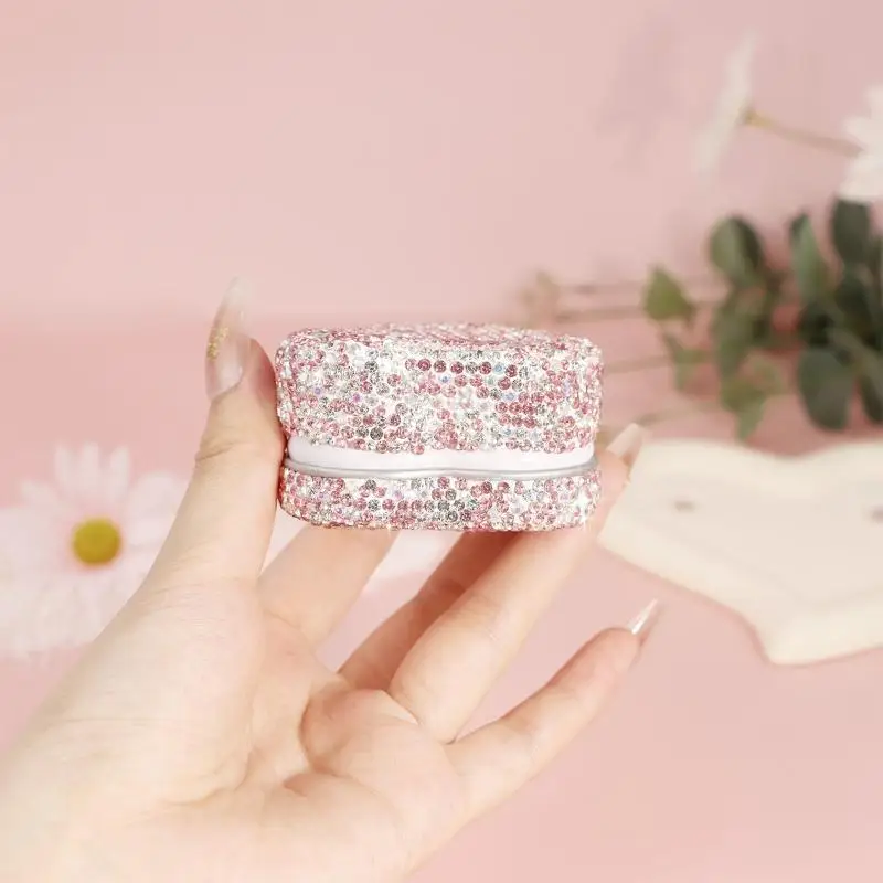 Funkelnde Strass-Metall-Blechdose Schmuck-Aufbewahrungsbox für Halsketten – Detail 17