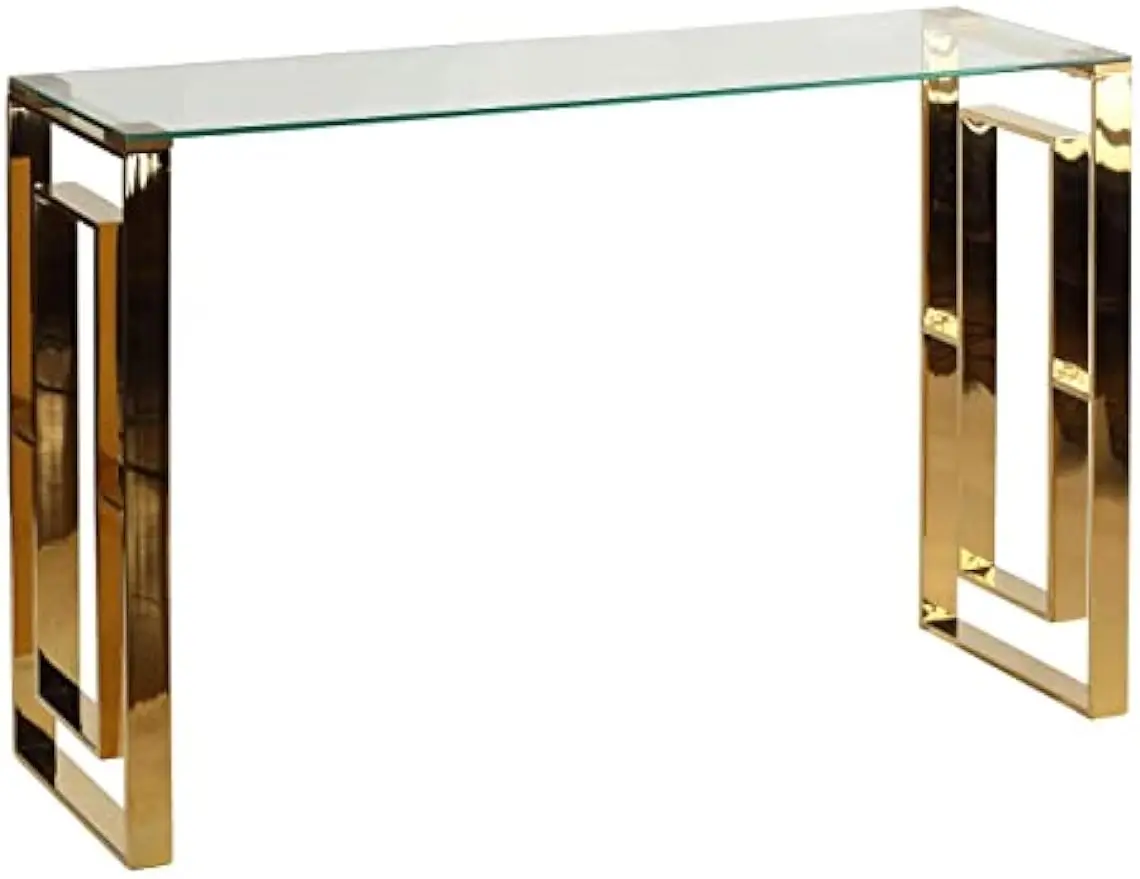 

Laila Console Table Stainless Steel Glass, 15.75" D x 47" W x 30.5" H, Gold,Clear