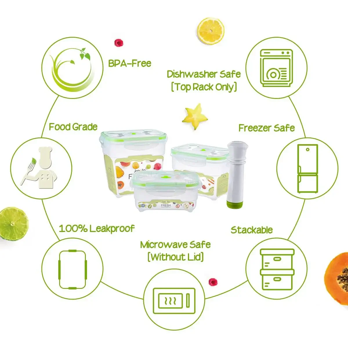 Contenedor de vacío de plástico sellado y aislado, caja de mantenimiento fresco, Ahorrador de alimentos, contenedores de almacenamiento con bomba, 3 tamaños, 4 piezas, nuevo