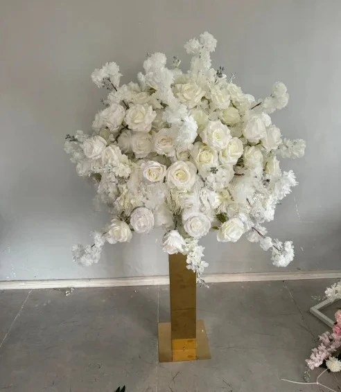 

Customized Wedding Party Decoration 70cm White Silk Table Decor Artificial Flower Ball Wedding Centerpieces