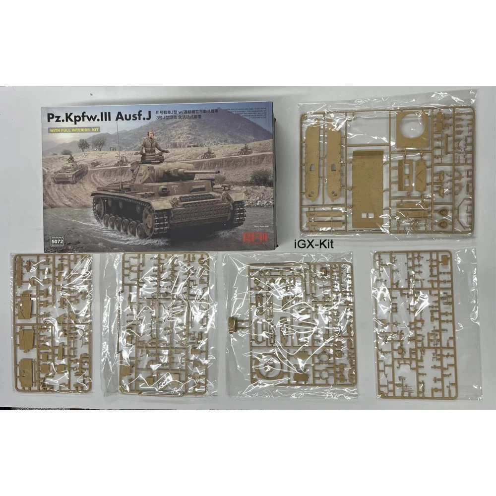 Rye Field 5072 1:35 Scale Pz Kpfw III Panzer III Ausf J Tank w/Full Interior Workable Track Plastic Assembly Model Building Kit