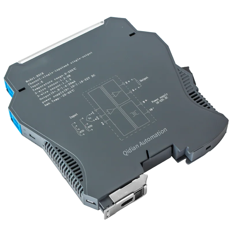 0-100℃ 0-200℃ K Type Temperature Signal Transmitter 1 In 2 Out 4-20mA 0-10V DIN K Type Temperature Signal Converter Repeaters