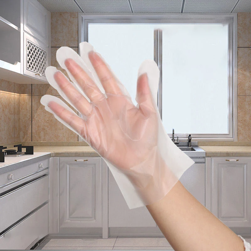 50pcs/box Transparent Non-Slip Acid Work Safety Food Grade Household Cleaning Gloves Latex Free Gloves TPE Disposable Gloves