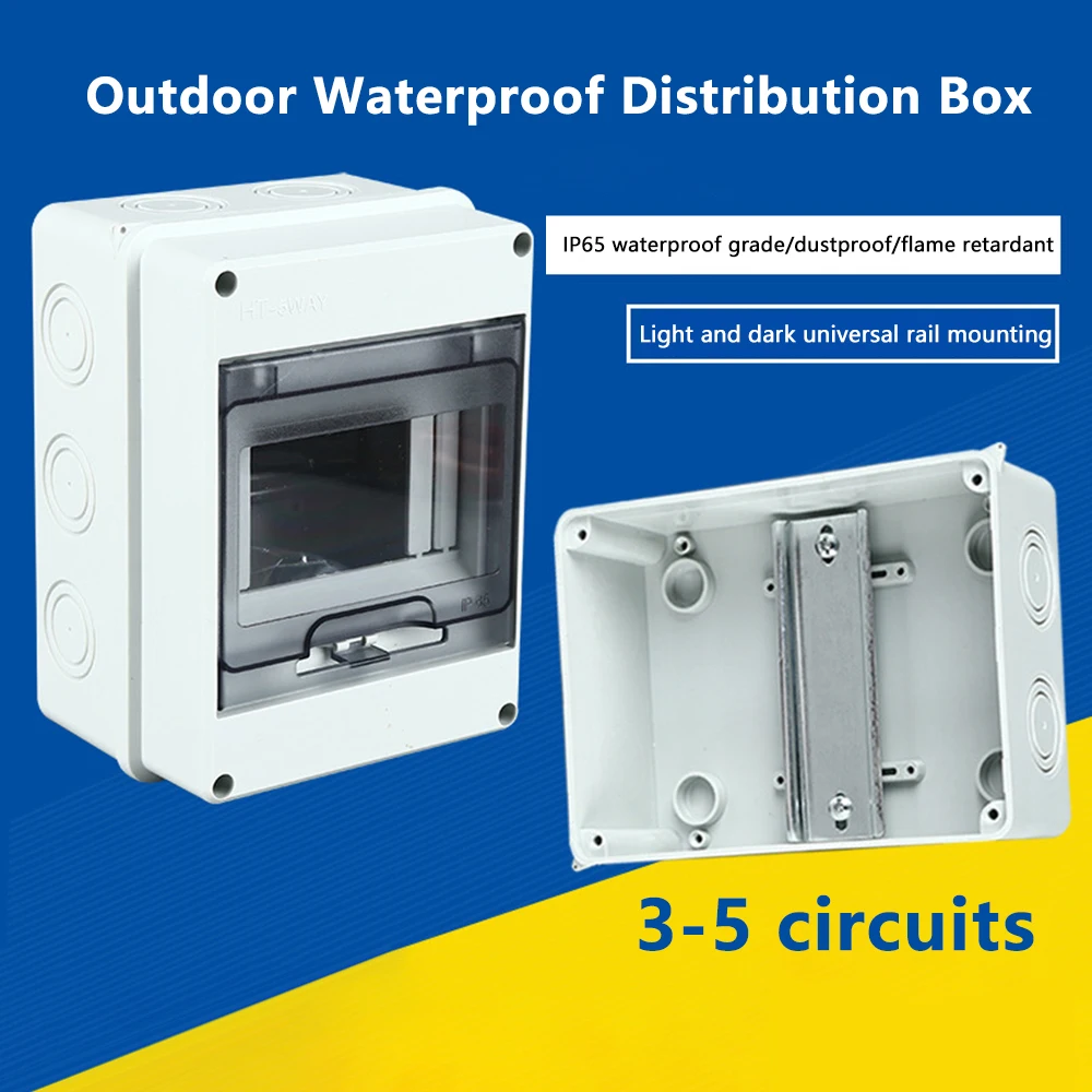 2/5/8/12/15/18/24 Ways Outdoor Waterproof Electrical Distribution Box Circuit Breaker MCB Power Plastic Junction Wire Box IP65