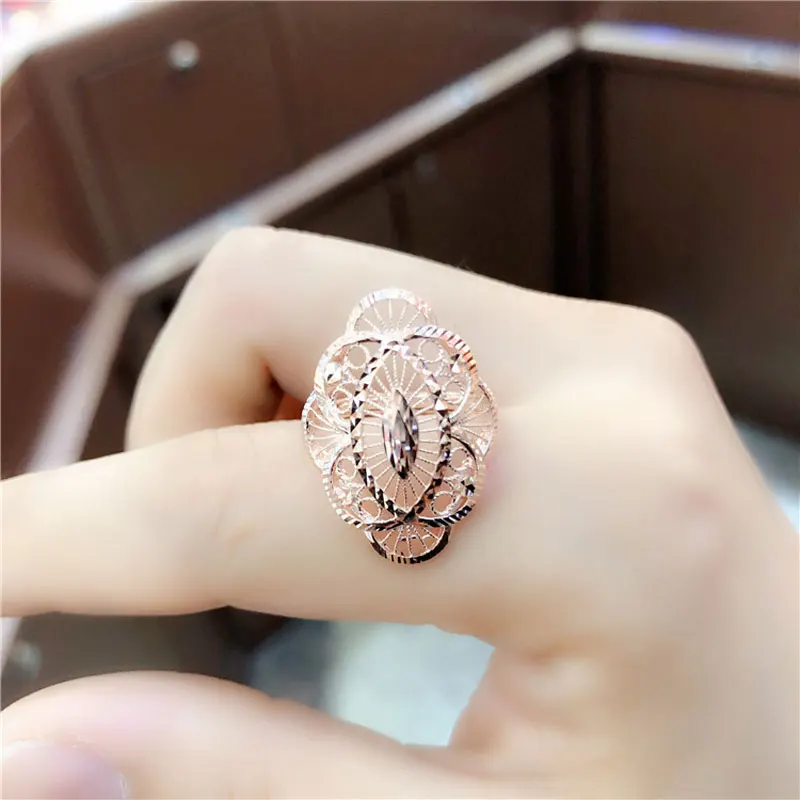 Elegant Luxury 585 Gold Ring for Women Fashionable Simple Design Personality Stylish Gift Copper Material Olive Shape Ring view 2