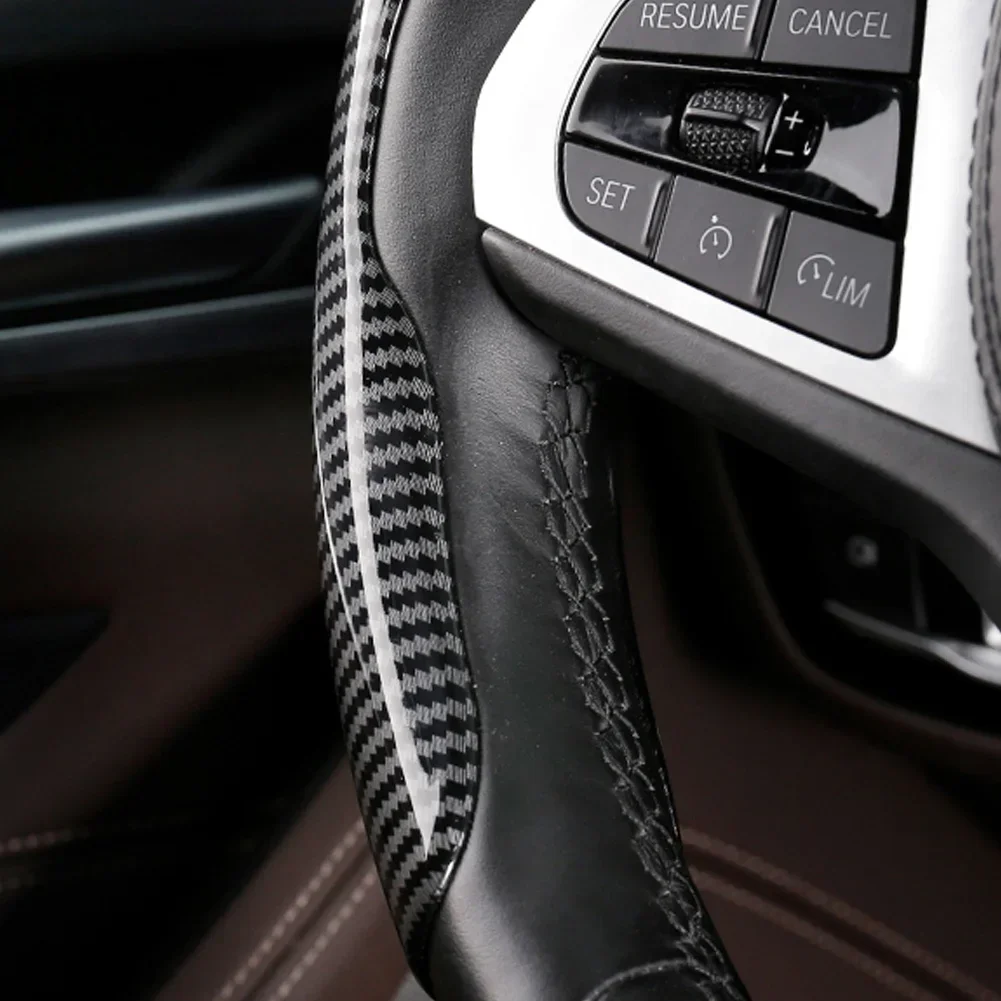 2024 For Tesla Model 3 Highland Model Y 3 S X Car Steering Wheel Cover Carbon Fiber Texture Water Transfer Printing Interior