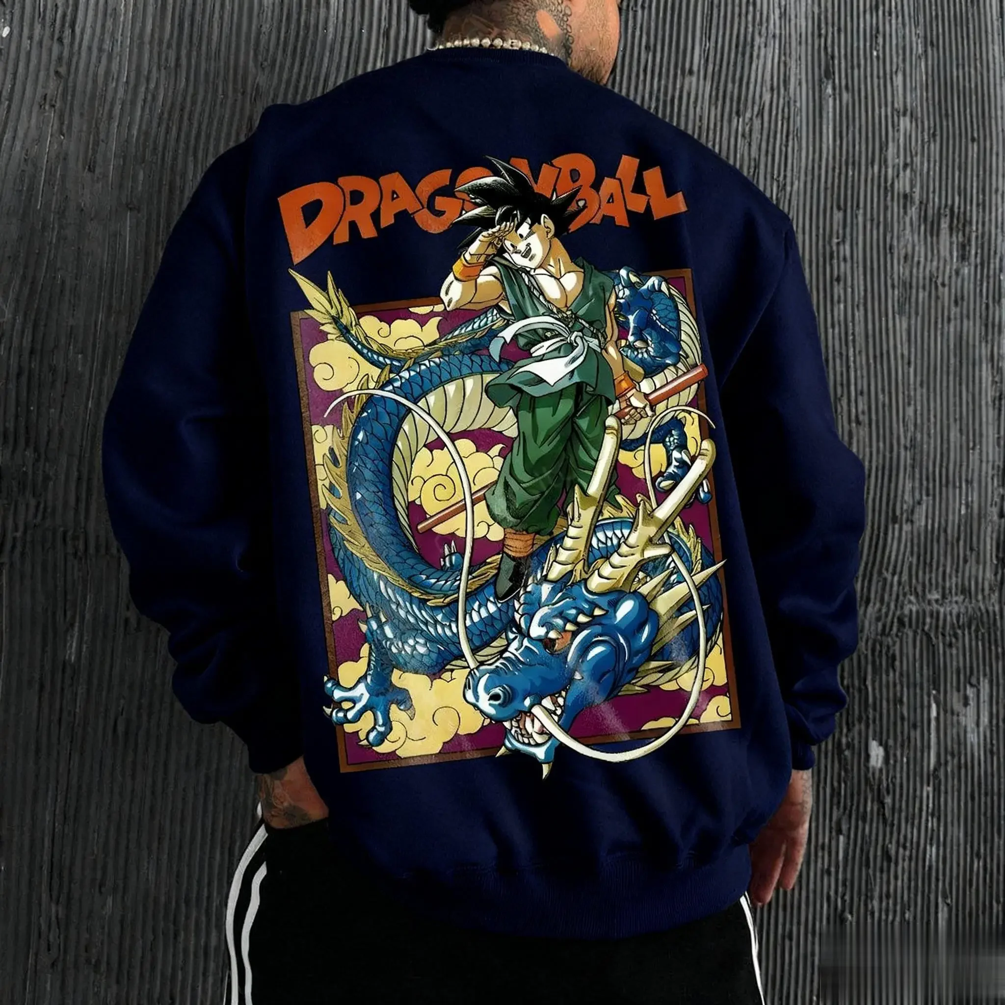

Винтажная толстовка унисекс с принтом Dragon Ball аниме и круглым вырезом, толстовка с капюшоном для мужчин и женщин, осенний повседневный уличный пуловер большого размера, топы