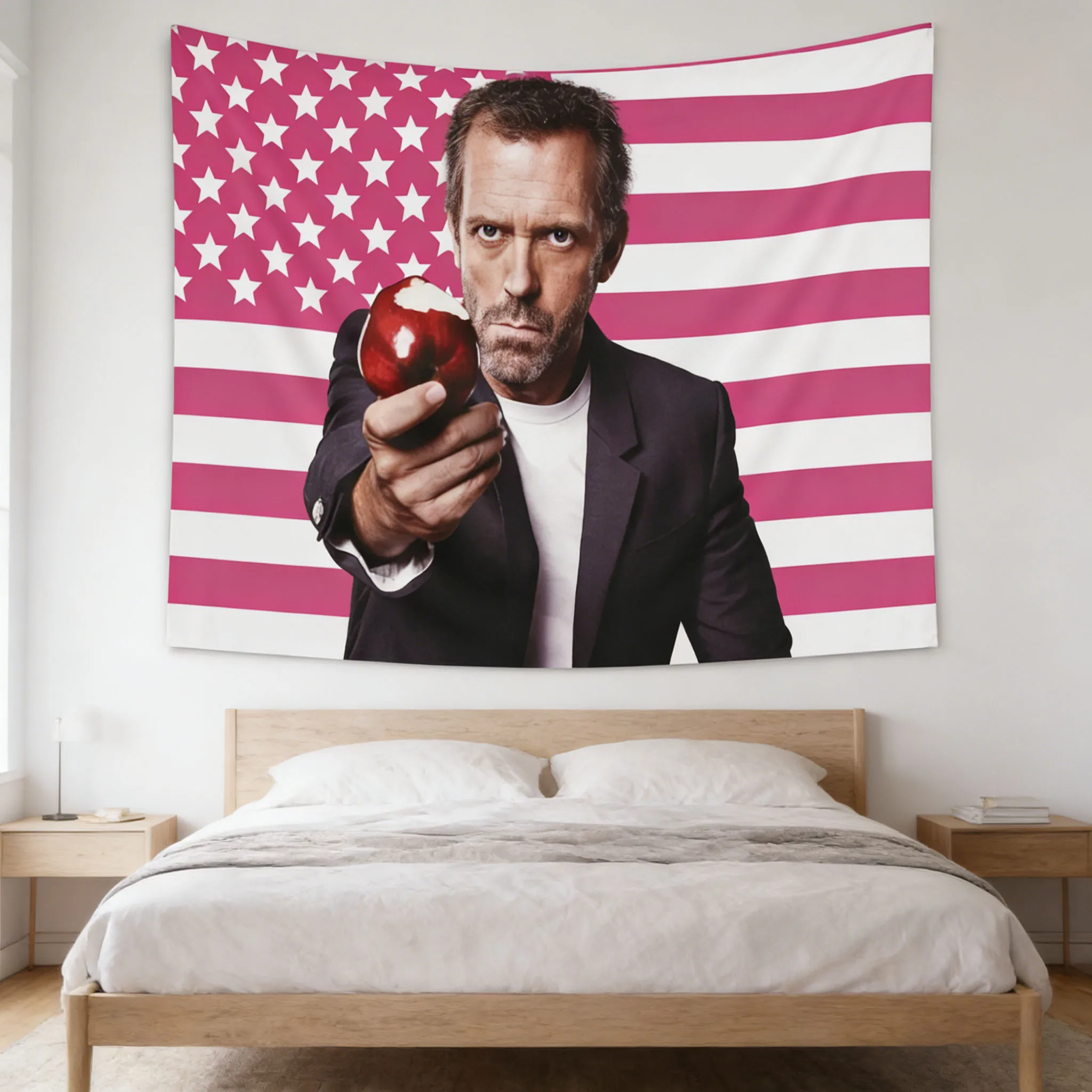 1pc Dr house Indoor Wall Tapestry House MD Pink American Flag Art Wall Decor for Bedroom Dorm Gift For Film and Television Fans