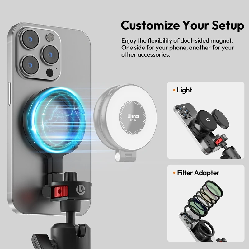 Ulanzi MT30 حامل ثلاثي مرن مغناطيسي لهاتف GoPro Magsafe كاميرا DSLR آيفون 16 ملء ضوء الأخطبوط الملقن حامل حامل